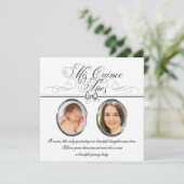 Invitation Silver noir et blanc photo Quinceanera (Debout devant)