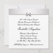 Invitation Silver noir et blanc photo Quinceanera (Dos)