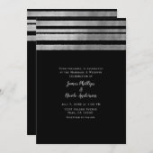 Invitation Silver & Noir Moderne Chic Mariage élégant (Devant / Derrière)