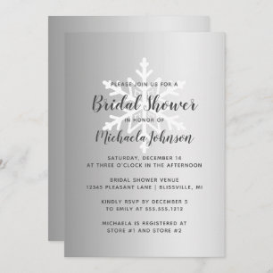 Invitation Silver Ombre Winter Snowflake Fête des mariées