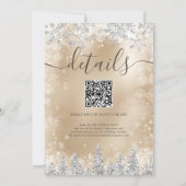 Invitation Silver or neige pin Noël hiver mariage qr (Dos)