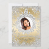 Invitation Silver Or Tiara Snowflake Sparkle Quinceanera (Devant)