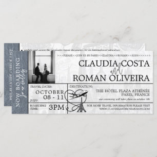 Invitation Silver Paris Mariage Boarding Pass