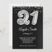 Invitation Silver Parties scintillant Black Foil Numéro 21 An (Devant)