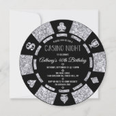 Invitation Silver Parties scintillant Poker Chip Casino Soiré (Devant)
