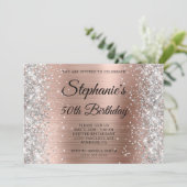 Invitation Silver Parties scintillant Rose or Monogramme 50e  (Debout devant)