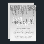 Invitation Silver Parties scintillant Sweet 16 Enregistrer la<br><div class="desc">Parties scintillant moderne en argent étincelant et goutte à goutte Sweet sixteen Enregistrer la date Anniversaire Invitation fête. Cette invitation est parfaite pour une fête d'anniversaire Sparkle and Parties scintillant Sweet 16 qui cherche à célébrer avec style.</div>