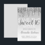 Invitation Silver Parties scintillant Sweet 16 Enregistrer la<br><div class="desc">Monogramme de Parties scintillant d'étincelle et de goutte d'argent moderne Nom et initiale Enregistrer la date Invitation de fête d'anniversaire. Cette invitation est parfaite pour une fête d'anniversaire Sparkle and Parties scintillant Sweet 16 qui cherche à célébrer avec style.</div>