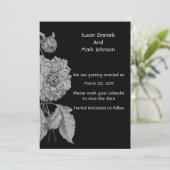 Invitation Silver Peony Black Flower Wedding Enregistrer La D (Debout devant)