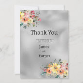 Invitation Silver pink orange mint floral theme Thank You (Devant)