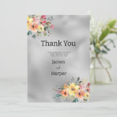 Invitation Silver pink orange mint floral theme Thank You (Debout devant)