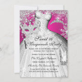 Invitation Silver Pink Princess Masquerade Sweet 1 (Devant)