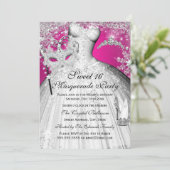 Invitation Silver Pink Princess Masquerade Sweet 1 (Debout devant)