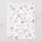 Invitation Silver Pink Snowflakes Hiver Onederland Anniversai (Dos)