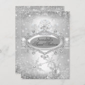 Invitation Silver Princess Winter Wonderland Sweet 16 Invitat (Devant / Derrière)