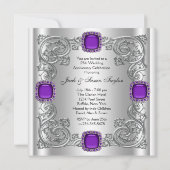 Invitation Silver Purple 25e fête Mariage (Dos)
