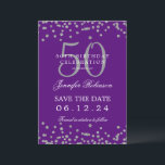 Invitation Silver Purple 50th Birthday Date et détails<br><div class="desc">Elégant design "50th Birthday Party" avec faux confettis de parties scintillant & détails texte. Facile à utiliser et facile à personnaliser. Commandez aujourd'hui !</div>