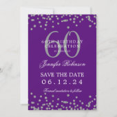 Invitation Silver Purple 60th Birthday Save Date Détails (Devant)