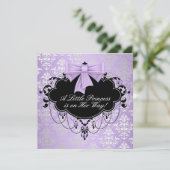 Invitation Silver Purple Black Princesse Baby Girl Douche (Debout devant)