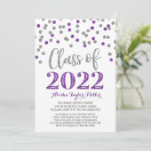 Invitation Silver Purple Confetti Graduation Party 2022 (Debout devant)