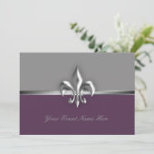 Invitation Silver Purple Fleur de Lis (Debout devant)