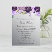 Invitation Silver Purple Floral Business Corporate Party (Debout devant)