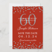 Invitation Silver Red 60th Birthday Save Date Détails (Devant)