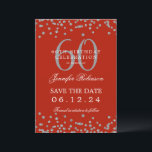 Invitation Silver Red 60th Birthday Save Date Détails<br><div class="desc">Elégant design "60th Birthday Party" avec faux confettis de parties scintillant & détails texte. Facile à utiliser et facile à personnaliser. Commandez aujourd'hui !</div>