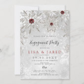 Invitation Silver Red Snowflakes (Devant)