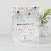 Invitation Silver Red Snowflakes (Debout devant)