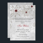 Invitation Silver Red Snowflakes Winter 60th Birthday Party<br><div class="desc">Silver Red Snowflakes hiver Anniversaire Fête Invitations</div>