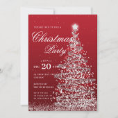 Invitation Silver Red Winter Christmas Tree Holiday Party  (Devant)