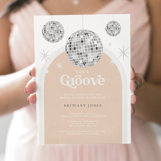 Invitation Silver Retro Disco Super douche nuptiale Invitatio