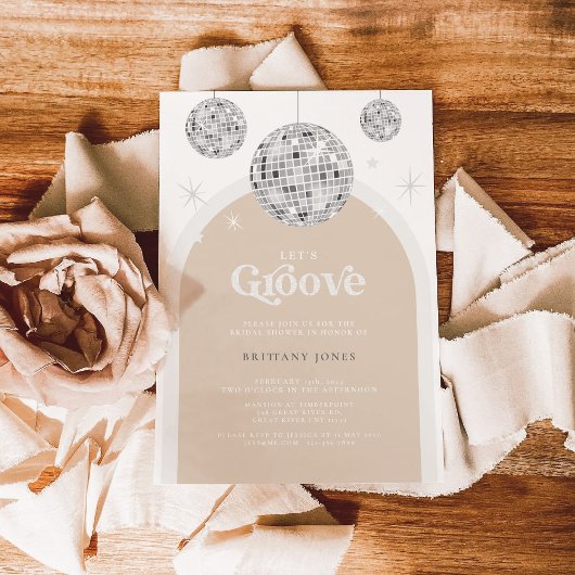 Invitation Silver Retro Disco Super douche nuptiale Invitatio