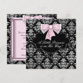 Invitation Silver Rose Black Princesse Baby Girl Douche (Devant / Derrière)