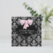 Invitation Silver Rose Black Princesse Baby Girl Douche (Debout devant)