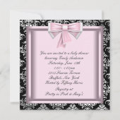 Invitation Silver Rose Black Princesse Baby Girl Douche (Dos)