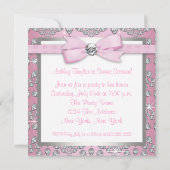 Invitation Silver rose Diamond rose et gris doux 16 Anniversa (Dos)
