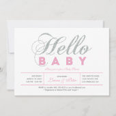 Invitation Silver & Rose | Fille, typographie chic Baby Showe (Devant)