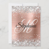 Invitation Silver Rose Gold Fancy Monogramme 21e anniversaire (Dos)