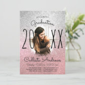 Invitation Silver Rose Gold Parties scintillant Ombre Photo G (Debout devant)