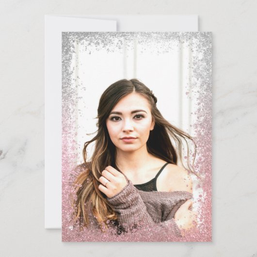 Invitation Silver Rose Gold Parties scintillant Ombre Photo G (Dos)