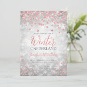 Invitation Silver Rose Gold Winter ONEDERLAND 1er anniversair (Debout devant)