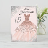 Invitation Silver Rose Or Dentelle Diamant Gown Quinceanera (Debout devant)