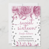 Invitation Silver Rose rose doux 16 | Lumières de Parties sci (Devant)