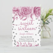 Invitation Silver Rose rose doux 16 | Lumières de Parties sci (Debout devant)