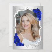 Invitation Silver Royal Blue Photo Elegant 50e anniversaire (Dos)