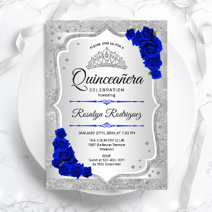 Invitation Silver Royal Blue Quinceanera
