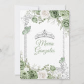 Invitation Silver Sage Green Mis Quince 15 Anos Butterfly (Dos)