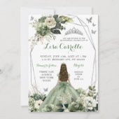 Invitation Silver Sage Green Princess Butterfly Quinceañera (Devant)